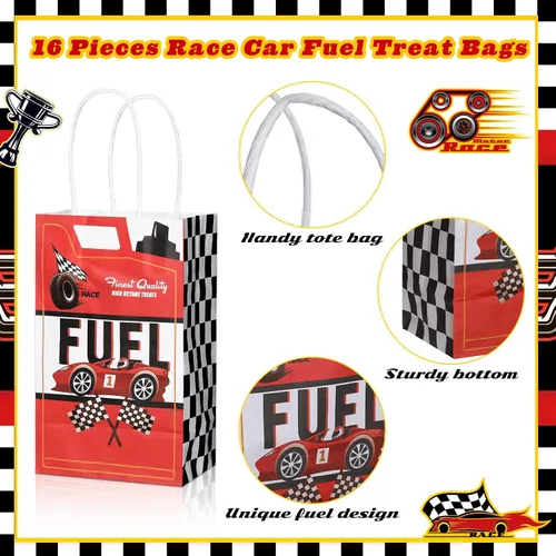Miniatura 3 de Bolsas de regalo con temática de coches de carreras Pajean, bolsas de papel para golosinas y favores de fiesta, con asas, para suministros