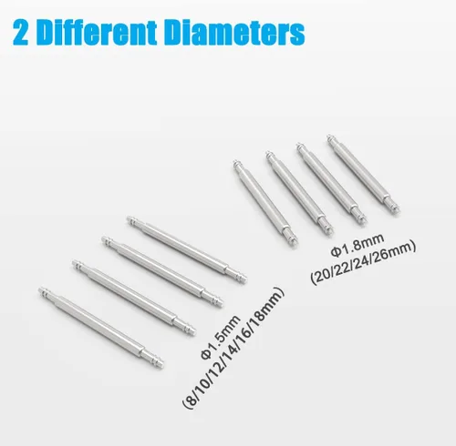 Miniatura 4 de Wellfit Kit de repuesto de pasadores de correa de reloj con 40 pines de reloj de acero inoxidable resistente, 6 tamaños de diámetro de 0.059 in y 4