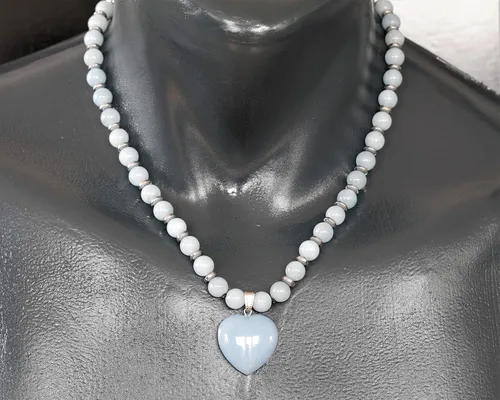 Miniatura 50 de Colgante de corazón de aventurina natural, Collar de cuentas de aventurina genuina, Collar de piedra verde, Collar de piedras preciosas, Cuentas