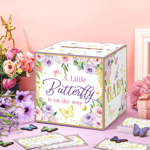 Miniatura 6 de Teling 51 boletos para rifas de pañales con caja de tarjetas, decoración de baby shower, caja de soporte para baby shower, para fiesta de rifas