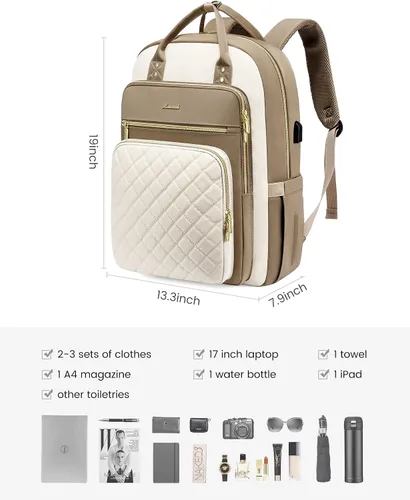 Miniatura 2 de LOVEVOOK Mochila para computadora portátil para mujer, mochila para trabajo de viaje, bolsa de computadora para enfermera, profesora, bolsa
