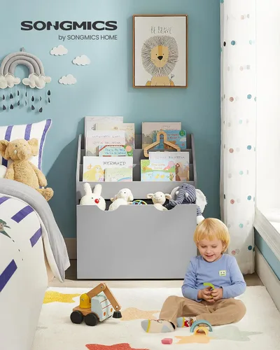 Miniatura 3 de SONGMICS Estantería infantil y organizador de juguetes, baúl y estantería de almacenamiento de juguetes con 3 estantes, caja de almacenamiento