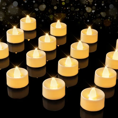 Miniatura 11 de BEICHI Paquete de 24 Velas de Té con Temporizador, Velas LED Operadas a Batería, Vela Votiva Sin Llama Integrada de 6 Horas, Velas Votivas