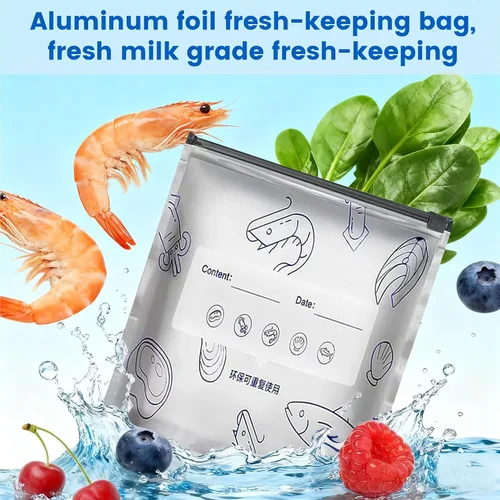 Miniatura 3 de 30 piezas de bolsas reutilizables de aluminio con cierre de cremallera para almacenamiento, 2026 nuevas bolsas de pie de aluminio resellables