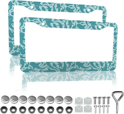 Miniatura 23 de Marcos de matrícula con flores en blanco y negro - 2 paquetes de soporte de matrícula divertidos y personalizados, piezas decorativas de acero