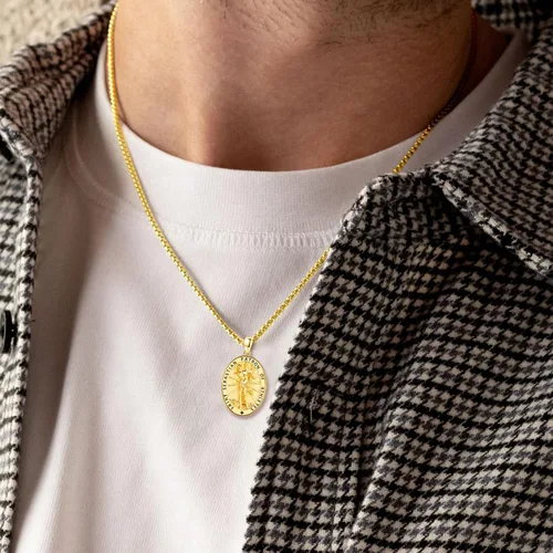 Miniatura 339 de Collar de plata de ley 925 con medalla de San Patrón, colgante de protección católica, amuleto, joyería religiosa para hombres y mujeres
