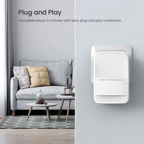 Miniatura 6 de Tenda AV1000 - Kit adaptador de línea eléctrica WiFi con puertos Gigabit, extensor Powerline con WiFi de doble banda AC650, Plug and Play