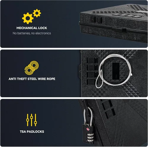 Miniatura 5 de Caja fuerte para pistola de mano, cerradura mecánica con candado TSA, caja de bloqueo de pistola montada de acceso rápido para mesita de noche