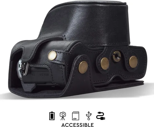 Miniatura 2 de MegaGear MG1932 Ever Ready - Funda de piel auténtica para cámara compatible con Olympus OM-D E-M10 Mark IV, color negro