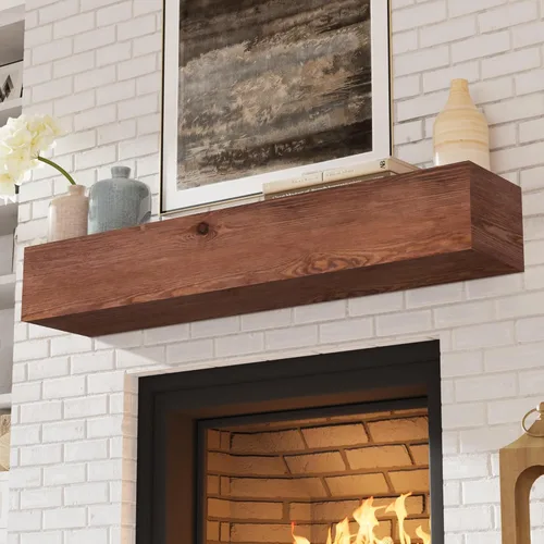 Miniatura 38 de Eshoma - Repisa para chimenea artesanal; estante sólido para colocarse sobre la chimenea; estante flotante montado en la pared con soportes Nogal