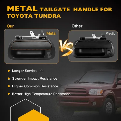 Miniatura 2 de Gledewen Manija de puerta trasera de metal mejorada, compatible con Toyota Tundra 2000-2006, reemplaza # 80866 TO1915110 690900C010