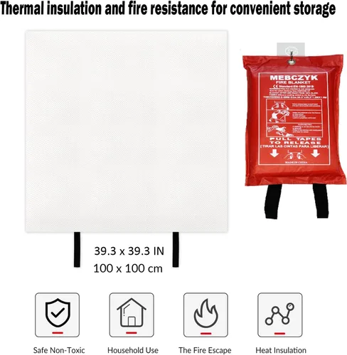 Miniatura 5 de Manta de emergencia para cocina con revestimiento de silicona. Manta ignífuga para el hogar para cocina, campamento, oficina, barbacoa, soldadura