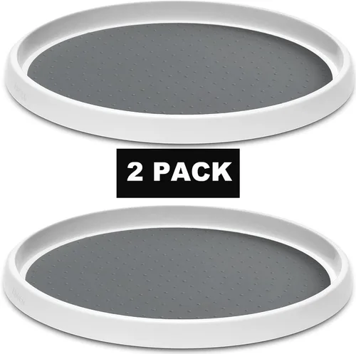 Miniatura 6 de Juego de 2, organizador antideslizante Lazy Susan de 12 pulgadas, tocadiscos Lazy Susan para gabinete, organizador de gabinete de cocina