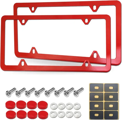Miniatura 9 de Marcos azules para placa de matrícula, cubiertas delanteras y traseras de aluminio para hombres y mujeres, paquete de 2 soportes delgados de 4