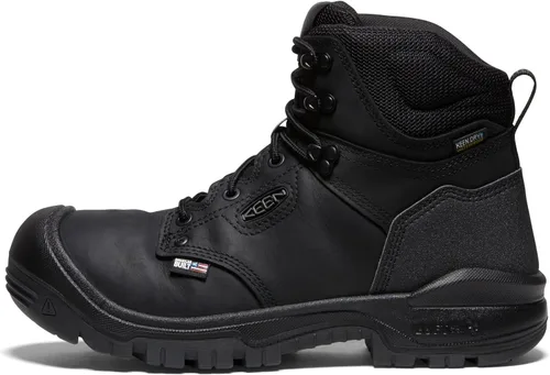 Miniatura 3 de KEEN Utility Botas de trabajo Independence de 6 pulgadas de piel impermeable con punta suave para hombre Negro/Negro