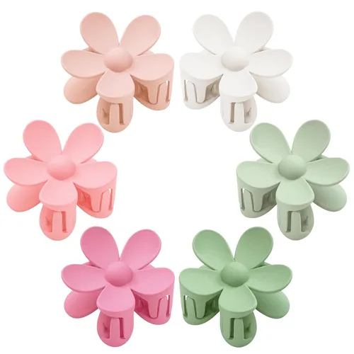 Miniatura 16 de 6 pinzas para el cabello de flores, pinzas de margarita, pinzas de garra grandes mate, pinzas de sujeción fuerte, accesorios para cabello grueso, 6