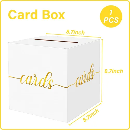 Miniatura 3 de 1 Paquete Caja de Tarjetas Negra y Dorada para Fiesta, Caja de Tarjetas de Regalo Negra de 8.7" para Cumpleaños, Boda, Baby Shower, Jubilación