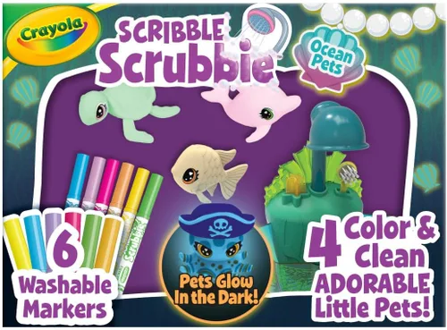 Crayola Scribble Scrubbie Glow Lagoon Pets, Juguetes de animales marinos, regalos para niños y niñas, 3+