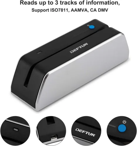 Miniatura 2 de Deftun Bluetooth MSR-X6(BT) MSRX6BT Lector de tarjetas de rayas codificador mini portátil