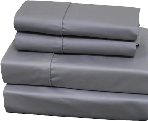 Miniatura 3 de Solid Blue Top Split King: Sábanas ajustables tamaño King, juego de sábanas de 4 piezas, 100% algodón, 650 hilos, satén, bolsillo profundo