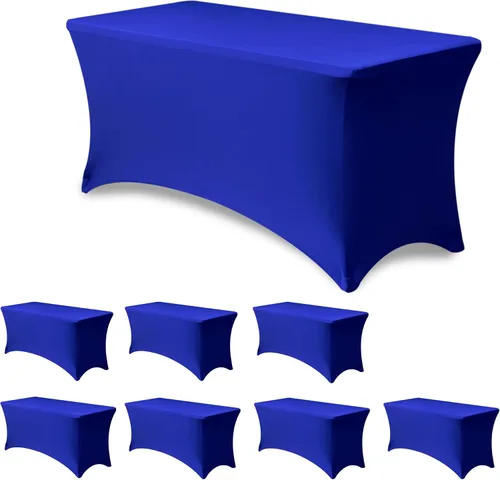 Miniatura 49 de Funda Elástica para Mesa para Mesas Rectangulares de 4 pies - Paquete de 8 Manteles de Spandex Azul Aguamarina con Elástico - Para Mesas Plegables