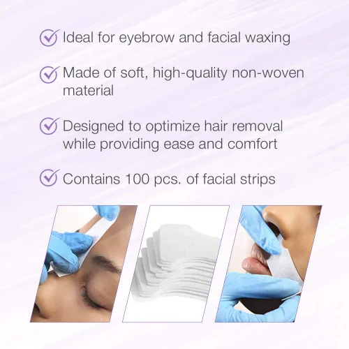 Miniatura 3 de Satin Smooth EZ Grip - Tiras de cera para cejas, tiras de cera no tejidas para cejas, labio superior y cejas, depilación facial para mujeres, 100 EZ