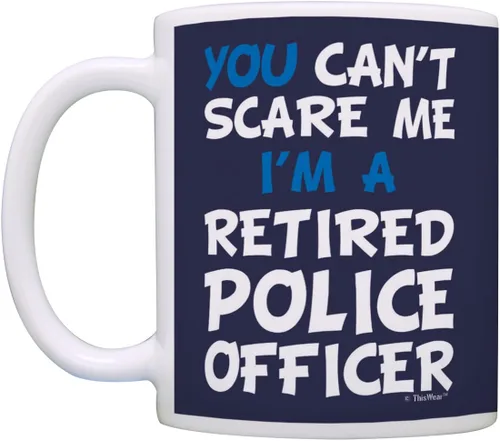 Miniatura 3 de ThisWear Regalo de jubilación Can't Scare Me I'm a Retired Police Officer Funny Cop Gift Taza de café de cerámica de 11 oz con asa