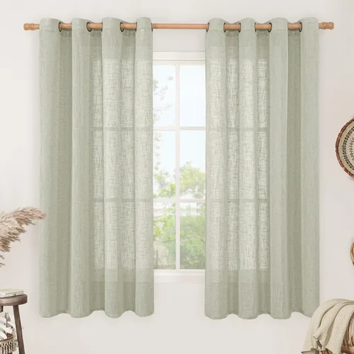 Miniatura 132 de LAMIT Cortinas de lino sintético para dormitorio, paneles filtrantes de luz, cortinas de lino con protección de privacidad con ojales para ventanas