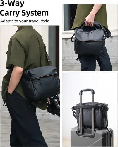 Miniatura 7 de llano Bolsa bandolera para cámara de 6L para fotógrafos, bolsa de hombro DSLR, pequeña, compacta funda cruzada para cámara con correa ajustable