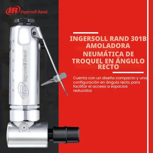 Miniatura 2 de Ingersoll Rand 301B Amoladora neumática con troquel - 1/4 pulgadas, ángulo recto, 21,000 RPM, construcción de rodamiento de bolas, bloqueo