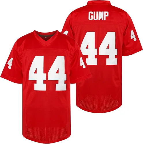 Forrest Gump - Camiseta deportiva de fútbol 44, color rojo, camiseta de película cosida, ropa casual para hombre, S-3XL