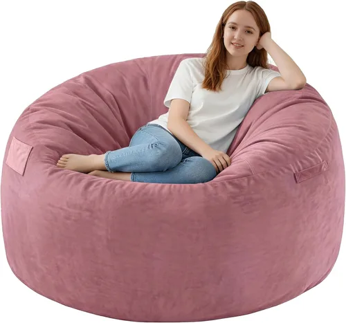 Miniatura 26 de Silla de Puf de 3 Pies, Sillas de Puf Cómodas con Relleno de Espuma Viscoelástica, Sofá de Puf Esponjoso con Funda de Terciopelo Holandés, Sillas
