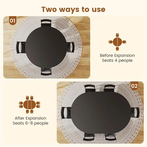 Miniatura 8 de Itaar Juego de mesa de comedor redonda extensible para 4-6 personas, juego de mesa de cocina de 5 piezas con 4 sillas acolchadas, mesa de comedor