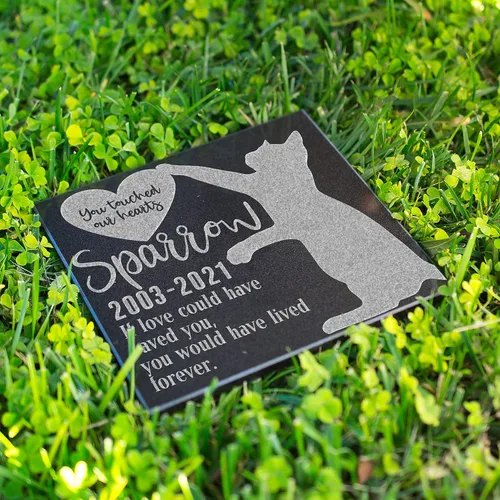 Miniatura 2 de Piedra conmemorativa personalizada para gatos, marcador de tumba de granito para gatos, 6 x 6 pulgadas, poema de condolencia, regalo de pérdida