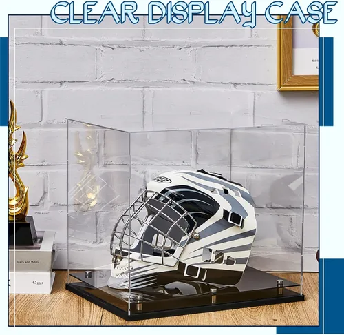 Miniatura 4 de Barydat Vitrina para casco de fútbol de 14.2 x 11 x 12.6 pulgadas, tamaño completo, acrílico transparente, caja de sombrero de cristal