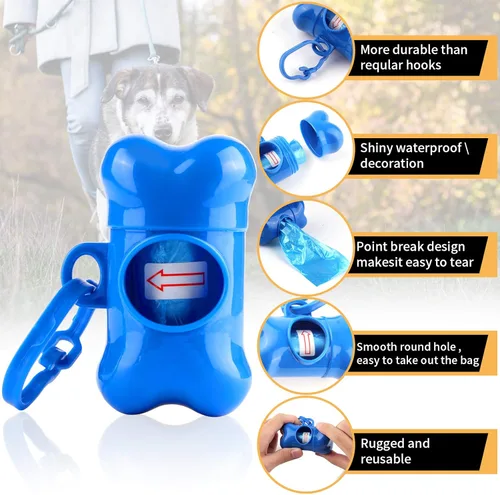 Miniatura 7 de Arroyner Paquete de 10 dispensadores de bolsas de excremento en forma de hueso, dispensador de bolsas de eliminación de residuos de mascotas