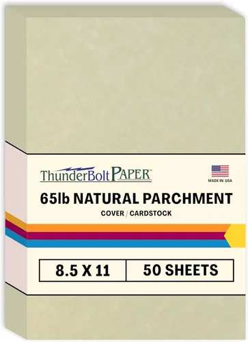 50 hojas de papel de cubierta de pergamino natural de 65 libras de 8.5 x 11 pulgadas, hojas de colores con peso de cartulina de 8.5 x 11 pulgadas
