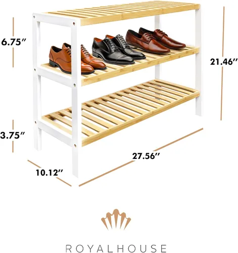 Miniatura 3 de RoyalHouse Zapatero de bambú, organizador de zapatos de 3 niveles, zapatero perfecto para sala de estar, armario, entrada, dormitorio