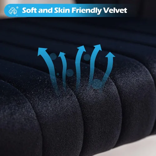 Miniatura 6 de Silla de oficina para el hogar, silla giratoria de terciopelo para escritorio, sillón de acento tapizado, sillas modernas capitoneadas con base Negro