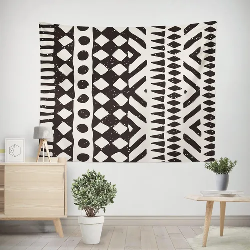 Miniatura 2 de Tapiz africano de tela de barro, arte para colgar en la pared, diseño tribal afrocéntrico étnico bohemio con elementos geométricos, tapices