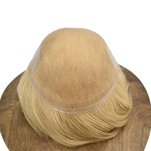 Miniatura 4 de Toupee - Pieza de cabello humano real para hombre, sistema de reemplazo de encaje suizo suave para hombre, pieza de pelo tipo tupé, protesis capilar