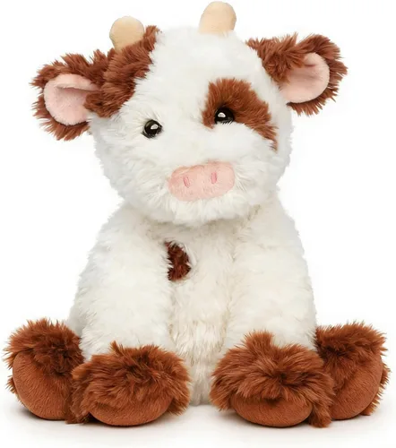 Miniatura 18 de Hopearl Adorable Vaca de Peluche, Juguetes de Vaca Flexible Suave, Animales de Peluche, Regalos de Cumpleaños Lindos para Niños, Niñas, Niños