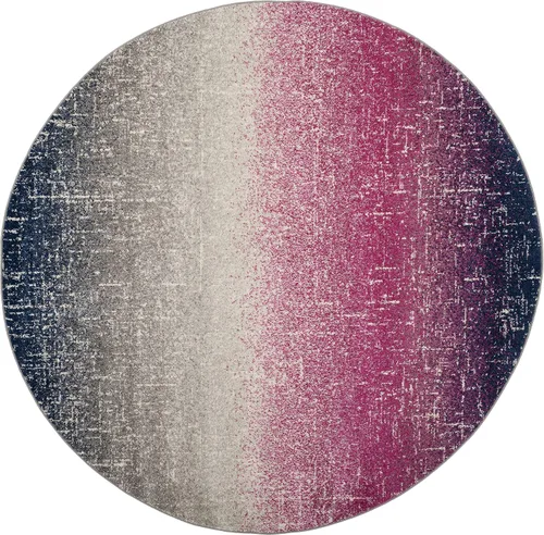 Miniatura 2 de SAFAVIEH Madison Collection - Alfombra redonda de 6 pies 7 pulgadas, color fucsia y azul marino, diseño de rayas bohemio, no desprende pelusa