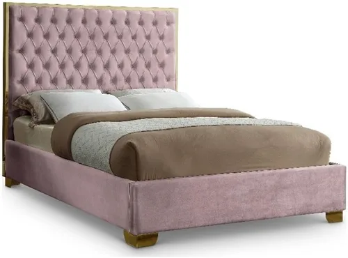 Miniatura 20 de Meridian Furniture Colección Lana Modern Cama tapizada de terciopelo contemporáneo con acolchado profundo detallado y patas doradas, tamaño Verde
