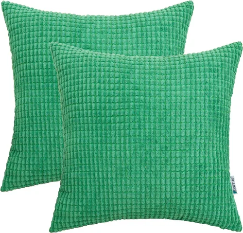 Miniatura 8 de HWY 50 Juego de 2 fundas de cojín de pana gris claro de 16 x 16 pulgadas, fundas decorativas suaves y sólidas para sofá, cama, sala de estar