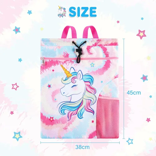 Miniatura 7 de WAWSAM Mermaid Gym - Mochila con cordón, Unicornio Rosa, Mochila con cordón para gimnasio