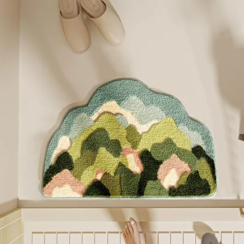 Miniatura 3 de Alfombra de baño de musgo, ultra suave, absorbente de hojas, alfombra de ducha de musgo, alfombra de área antideslizante para dormitorio, alfombra