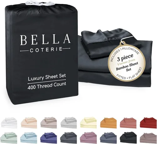 Miniatura 10 de Bella Coterie - Juego de sábanas de lujo de viscosa de bambú para cama tamaño split king 2 sábanas ajustadas para camas Sleep Number y camas 06
