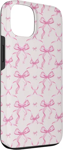 Miniatura 3 de Cintas y lazos estéticos rosas para iPhone 16 en estuche de acuarela