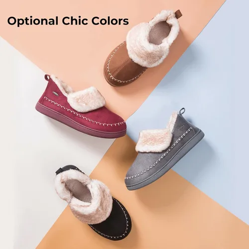 Miniatura 8 de HomeTop Pantuflas de microgamuza para mujer, con forro de sherpa de espuma viscoelástica